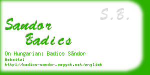 sandor badics business card