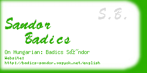 sandor badics business card